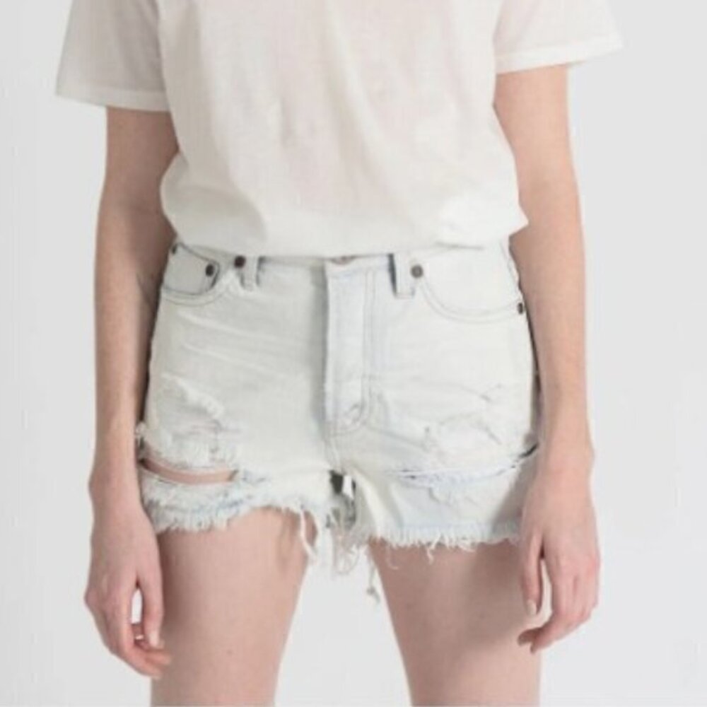 One Teaspoon Xanthe Bonita High Waist Distressed Denim Shorts Light Wash 28